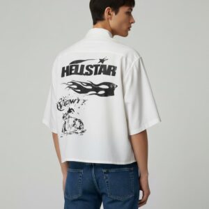 HELLSTAR Oversized Graphic Print Shirt – White