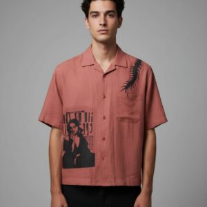 Men's Cuban Collar Graphic Print Shirt – Front & Back Statement Design