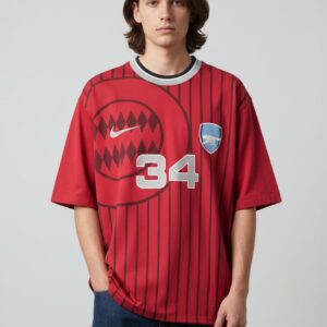 Nike Red Oversized Football-Inspired Graphic T-Shirt
