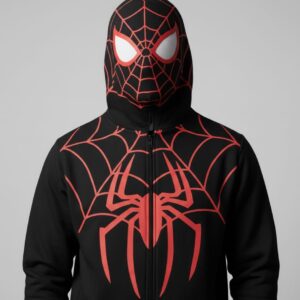 Men’s Spider-Man Inspired Black & Red Hoodie (Full Zip-Up)