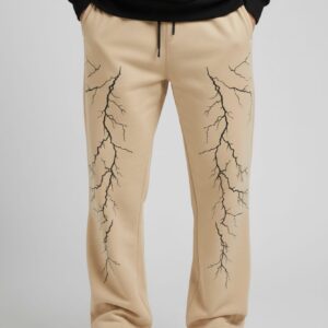 Men’s Beige Lightning Print Joggers