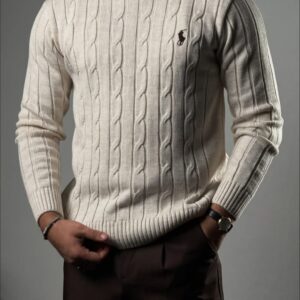 RL POLO Men’s Premium Cable-Knit Crew-Neck Sweater