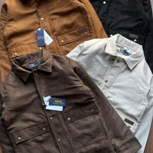 Men’s Heavy Cotton Utility Jacket with Front Flap Pockets